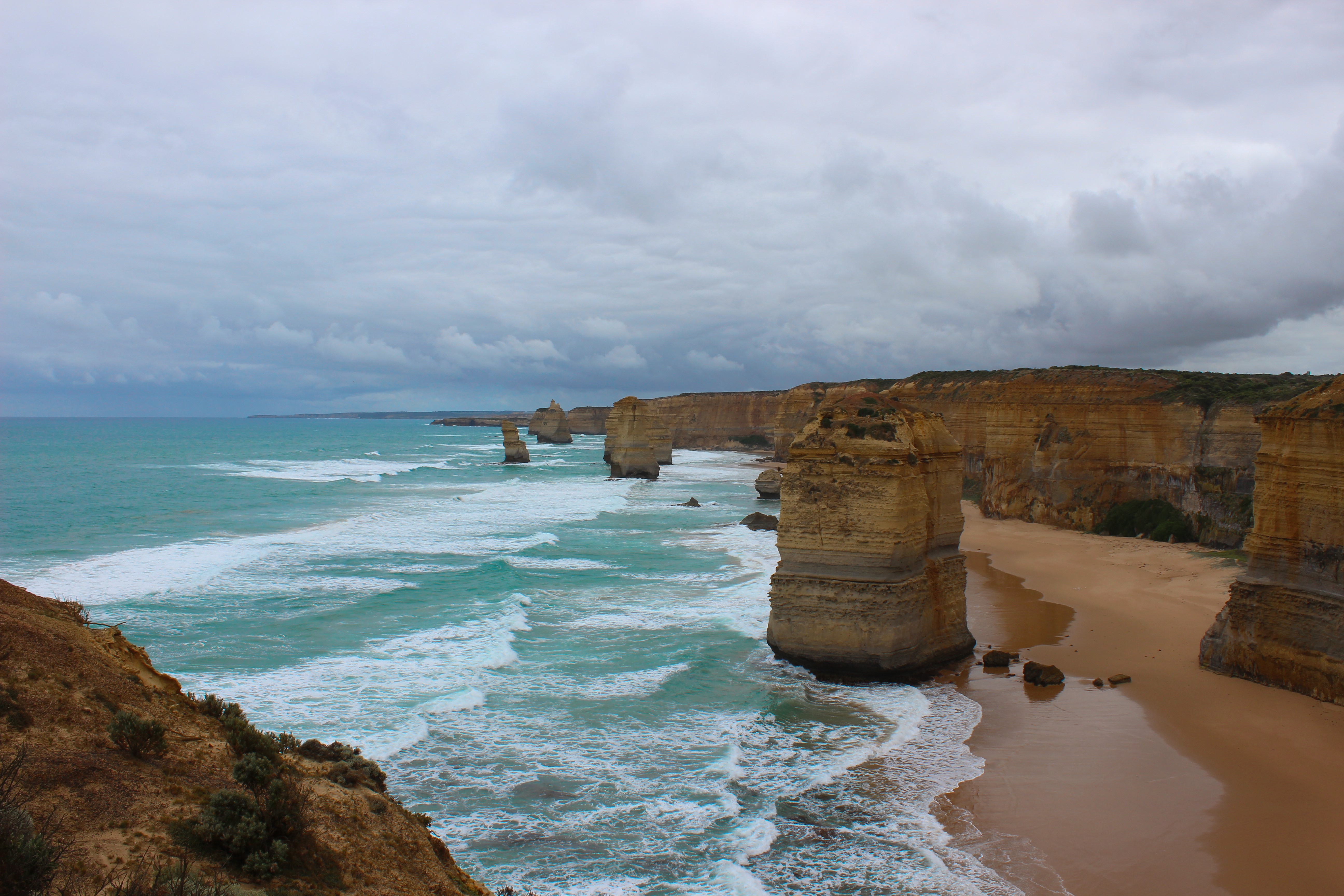 Limestone stacks along the Great Ocean Road in Victoria